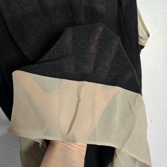 Helmut Lang Dropah Linen Blend Sleeveless Colorblock Tunic Top Size P / S Black - Picture 7 of 10